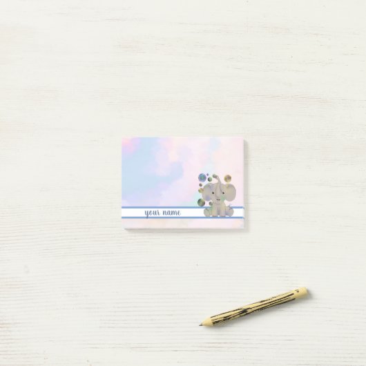 Elefant und Seifenblasen Klebezettel Post-it® Notes (Op bureau)