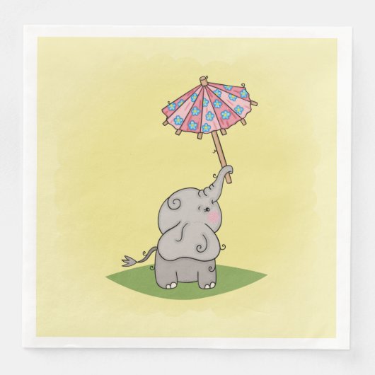 Elefante bebé segurando um pequeno guarda-chuva servet (Voorkant)