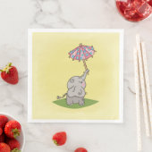 Elefante bebé segurando um pequeno guarda-chuva servet (Insitu)