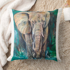Elefante  Realista, Acuarela Kussen