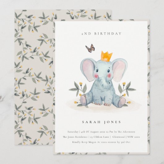 Elefantievloeistof in de Baby om het even welke le Bedankkaart (Voorkant / Achterkant)