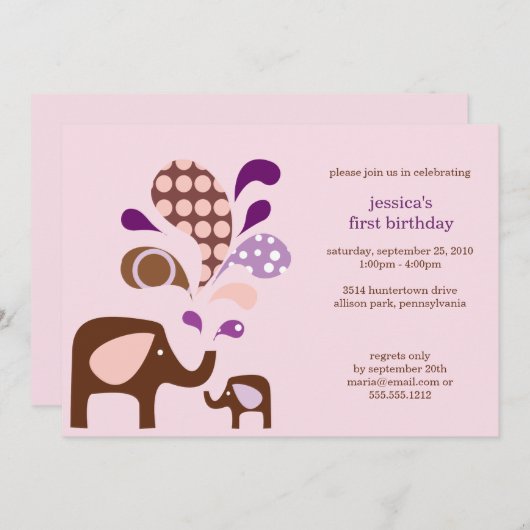 elefun-verjaardag kaart (Voorkant / Achterkant)