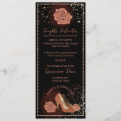 ElegaLuxe Metallic Koper Quinceanera Programma Programmakaart (Achterkant)