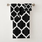 Elegan Black White Moroccan Quatrefoil Pattern Bad Handdoek (Insitu)