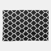 Elegan Black White Moroccan Quatrefoil Pattern Bat Theedoek (Horizontaal)