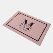 Elegan Blush Pink Monogram Aangepaste familienaam Deurmat (Schuin)