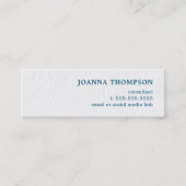 Elegan Eenvoudige Textuur Wit Blauw Consultant Mini Visitekaartje (Voorkant)