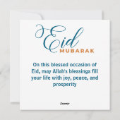 Elegan Eid Mubarak Maan Sterren Feestdagenkaart (Achterkant)