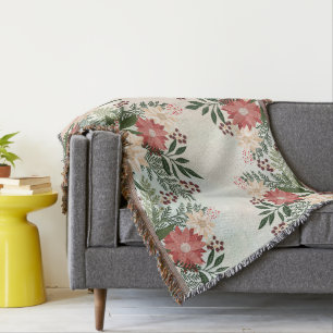 Elegan Feestelijke Kerstmis Poinsettia Vakantie Deken