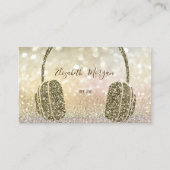 Elegan Glitter Headphone DJ Bokeh Visitekaartje (Voorkant)