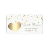 Elegan Gold Heart, Faux Gold Foil Confetti Etiket (Voorkant)