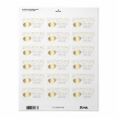 Elegan Gold Heart, Faux Gold Foil Confetti Etiket (Full Sheet)