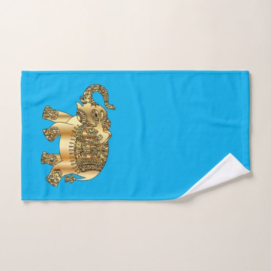 Elegan Gold Paisley Elephant Blue Bad Handdoek (Handdoek)