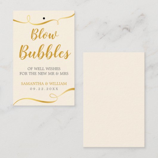 Elegan Gold Wedding Bubble Wand Label | Aangepaste (Voorkant / Achterkant)