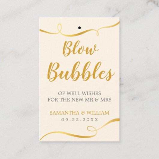 Elegan Gold Wedding Bubble Wand Label | Aangepaste (Voorkant)