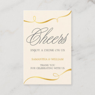 Elegan Gold Wedding Drink Ticket   Aangepaste kleu