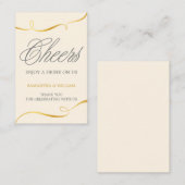 Elegan Gold Wedding Drink Ticket | Aangepaste kleu (Voorkant / Achterkant)