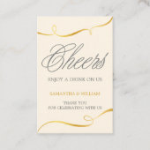 Elegan Gold Wedding Drink Ticket | Aangepaste kleu (Voorkant)