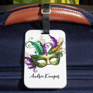 Elegan Mardi Gras Mask Bagagelabel