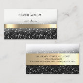 Elegan Modern Black Glittery Bokeh, Gold Stripes Visitekaartje (Voorkant / Achterkant)