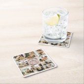 Elegan Modern Blush Roze Monogram Familiefoto Kartonnen Onderzetters (Insitu)