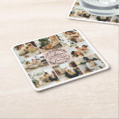 Elegan Modern Blush Roze Monogram Familiefoto Kartonnen Onderzetters (Schuin)