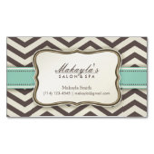 Elegan Modern Brown Chevron Pattern, Green & Beige Visitekaartje Magneet (Voorkant)