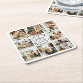 Elegan Modern Monogram Initiaal Familienaam Foto Kartonnen Onderzetters (Schuin)