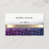 Elegan Modern Ombre Glittery Bokeh, Gold Stripes Visitekaartje (Voorkant)