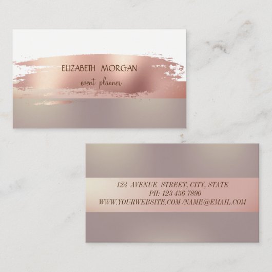 Elegan Modern Pink Stripe, Penseelstreep Visitekaartje (Voorkant / Achterkant)