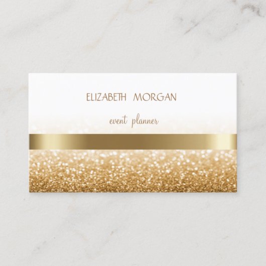 Elegan Modern Simple Glittery Bokeh, Gold Stripes Visitekaartje (Voorkant)