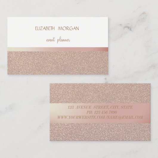 Elegan Modern Simple Glittery Bokeh Pink Stripes Visitekaartje (Voorkant / Achterkant)