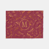 Elegan monogram goudbessen marsala roze patroon fleece deken (Voorkant (Horizontaal))