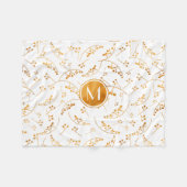 Elegan monogram goudbessenpatroon op wit fleece deken (Voorkant (Horizontaal))