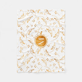 Elegan monogram goudbessenpatroon op wit fleece deken