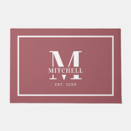 Elegan Monogrammed Dusty Pin Custom Family Name Deurmat
