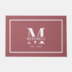 Elegan Monogrammed Dusty Pin Custom Family Name Deurmat