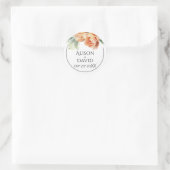 Elegan perzik pioen bloemen bloemenbruiloft ronde sticker (Tas)