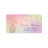 Elegan Pineapple Cool Folie Confetti Holografisch Etiket (Voorkant)