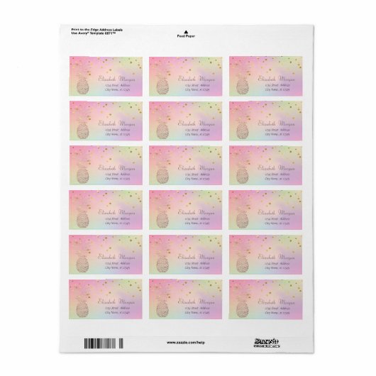 Elegan Pineapple Cool Folie Confetti Holografisch Etiket (Full Sheet)