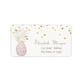 Elegan Pineapple White, Fux Gold Foil Confetti Etiket (Voorkant)
