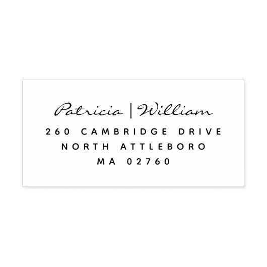 Elegan Script Twee namen Eenvoudig retour adres Rubberstempel (Afrduk)