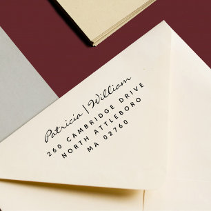 Elegan Script Twee namen Eenvoudig retour adres Rubberstempel