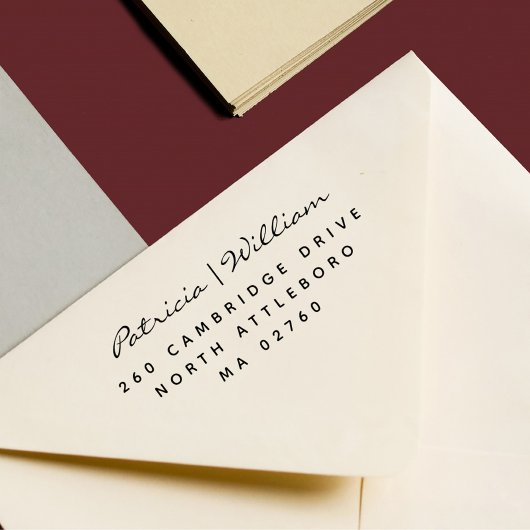 Elegan Script Twee namen Eenvoudig retour adres Rubberstempel