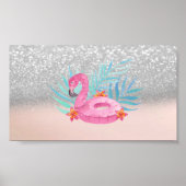 Elegan Trendy Pink Flamingo Silver Glitter Poster (Voorkant)