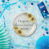 Elegan Waterverf Sunflower Greenery Vrijgezellenfe Papieren Bordje (Feest)