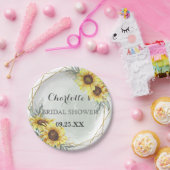 Elegan Waterverf Sunflower Greenery Vrijgezellenfe Papieren Bordje (Feest)