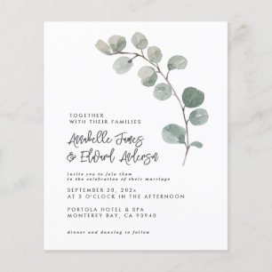 Elegan Wedding eucalyptus details, uitnodiging chi