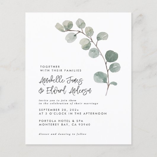 Elegan Wedding eucalyptus details, uitnodiging chi Flyer (Voorkant)