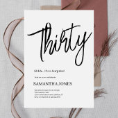 Elegan Wit en Zwart Dertig 30ste Verjaardag Party Kaart
